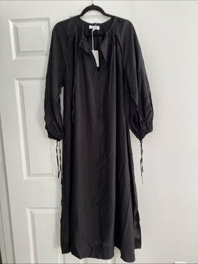 Stockholm Atelier Long Black Women's Dress with Gathered Sleeves Size Small